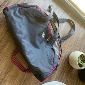 Adidas gray pink duffle bag